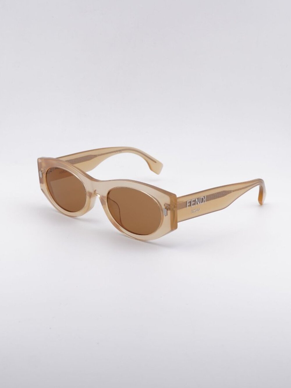 Fendi FE40125F 59E Sunglasses Transparent Brown Oval Frame, Brown Lenses